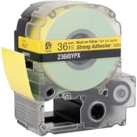 Epson LabelWorks Label Tape Cartridge, Strong Adhesive, Black on Yellow, 1 1/2" x 30Ft, PX Series