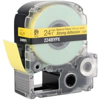 Epson LabelWorks Label Tape Cartridge, Strong Adhesive, Black on Yellow, 1" x 30Ft, PX Series