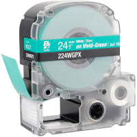 Epson LabelWorks 24MM 1" WHITE Ink/GREEN Tape/30 ft