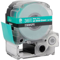 Epson LabelWorks 36MM 1-1/2" WHITE Ink/GREEN Tape/30 ft