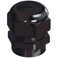 Essentra Components Cable Gland, M25, Str, Black, Nylon, M25, 25.2 mm Hole Dia., 8-17 mm, CG Series