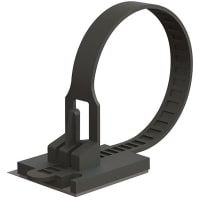 Essentra Components Cable Tie, Adhesive Mount, Locking, Release, Black Nylon 6/6, 4.61" L, 0.83" W