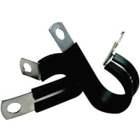 Essentra Components Clamp, Fixed, Screw Mount, Steel w/Black Rubber Cushion, 7/16 in holding diameter