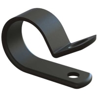 Essentra Components Cable Clamp, Screw Mount, Black Nylon 6/6, 3/8" W, 3/16" ID