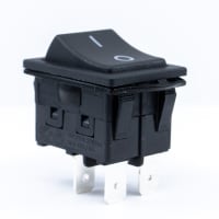 E-Switch Rocker Switch, RBW2 Series, DPST, ON-OFF, Concave, Black, "I/O", 16A, 125VAC, .250