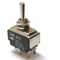 E-Switch Toggle Switch, ST2 Series, DPDT, ON-OFF-ON, Rnd Actuator, 20A, 125VAC, .250" QC