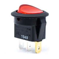 E-Switch Rocker Switch, RR1 Series, SPST, ON-OFF, Red Rocker, 125VAC Neon Red, 16A, 125VAC, QC