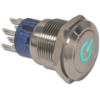 E-Switch Pushbutton Switch, IP67, DPDT, ON-ON, 24 VDC, 3A, 250VAC, Solder, ULV4 Series