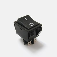 E-Switch Rocker Switch, R5 Series, DPST, ON-OFF, Concave, Black, "I/O", 20A, 125VAC, .250