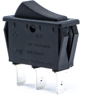 E-Switch Rocker Switch, RB1 Series, SPDT, ON-ON, Concave, Black, 20A, 125VAC, .250" QC