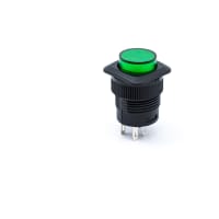 E-Switch Pushbutton Switch, SPST, OFF-ON, Green LED, 3A, 125VAC, Solder, RP3508 Series