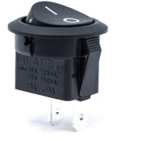 E-Switch Rocker Switch, RR1 Series, SPST, ON-OFF, Blk Rocker, "I/O Legend", 16A, 125VAC, 