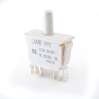 E-Switch Snap-Action Switch, PP2 Series, DPDT, ON-(ON), White Plunger, 16A, 125VAC, .187" QC