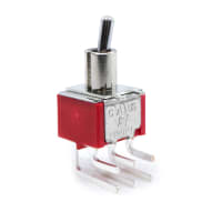 E-Switch Toggle Switch, 100 Series, DPDT, ON-NONE-ON, Sealed, 5A, 120VAC, 28VDC, R/A PC