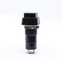 E-Switch Pushbutton Switch, SPST-NO, OFF-(ON), SQ Blk Button, 3A, 125VAC, Solder, PS1023 Series