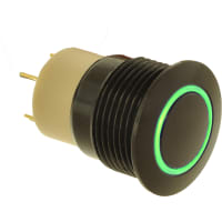 E-Switch Pushbutton Switch, IP67, SPST, OFF-ON, Black Actuator, 2A, 36VDC, Solder, PVA6 Series