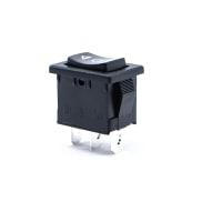 E-Switch Rocker Switch, R1966 Series, SPDT, (ON)-OFF-(ON), Black, "Arrow + O", 15A, 125VAC, QC