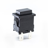 E-Switch Pushbutton Switch, SPST ON-OFF, Black Cap, 15A @ 250 VAC, 0.187" QC