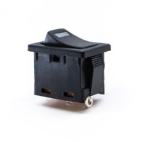 E-Switch Rocker Switch, R1966 Series, SPST, ON-OFF, Concave, Black, Red LED, 15A, 125VAC, Solder