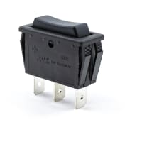 E-Switch Rocker Switch, RB1 Series, SPDT, (ON)-OFF-(ON), Concave, Black, 16A, 125VAC, .250" QC