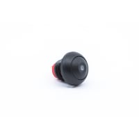 E-Switch Pushbutton Switch, SPST, OFF-(ON), Round Blk Cap, 100mA, 125VAC, Sldr, RP8100 Series