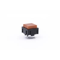 E-Switch Tactile Switch, 320 Series, SPST-NO, OFF-(ON), 25mA, 50VDC, Flat SQ Red Cap, PC Pin