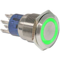 E-Switch Pushbutton Switch, IP67, SPDT, ON-ON, Flat, 3 VDC, 3A, 250VAC, Solder, ULV4 Series