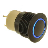 E-Switch Pushbutton Switch, IP67, SPST, OFF-ON, Black Actuator, 2A, 36VDC, Solder, PVA6 Series