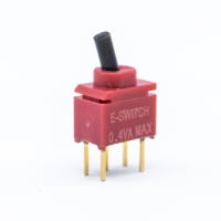 E-Switch Toggle Switch, 200U Series, SPDT, ON-NONE-ON, Sealed, 0.4A, 20VAC/DC, Gold, PC Pin