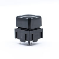 E-Switch Tactile Switch, 320 Series, SPST-NO, OFF-(ON), 25mA, 50VDC, Square Blk Cap, PC Pin