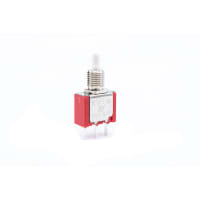 E-Switch Pushbutton Switch, 700 Series, SPDT, ON-(ON), Plunger Actuator, 3A, 120VAC, 28VDC, PC