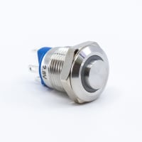 E-Switch Pushbutton, PV0, Sealed, SPST-NO, OFF-(ON), Green LED Ring, 2A, 36VDC, Stainless, Solder