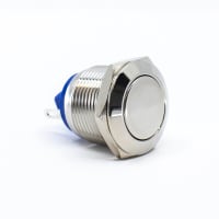 E-Switch Pushbutton, PV1, Sealed, SPST-NO, OFF-(ON), Non-Illuminated, 2A, 48VDC, Stainless, Sldr