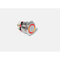 E-Switch Pushbutton, PV7, IP65, DPST, OFF-ON/ON-OFF, R/G/B LED Ring, 2A, 48VDC, SS, Solder