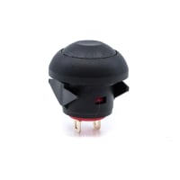 E-Switch Pushbutton Switch, RP8100, IP67, SPST-NO, OFF-(ON), Round, Black, 125mA, 50VDC, Solder