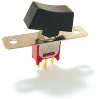 E-Switch Rocker Switch, 400 Series, SPDT, ON-NONE-ON, Thru Hole, 3A, 120VAC, 28VDC, R/A PC Pin