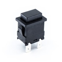 E-Switch Pushbutton Switch, SPST (ON)-OFF, Black Cap, 15A @ 250 VAC, 0.187" QC