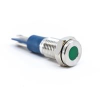 E-Switch LED Indicator, PVL Series, Round, Flat, Green 2.8V LED, Green Lens, 20mA, QC