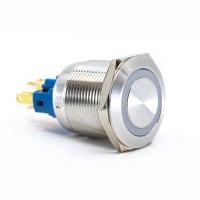 E-Switch Pushbutton Switch, IP65, SPST, ON-OFF/OFF-ON, R/G/B LED Ring, 2A, 48VDC, Solder