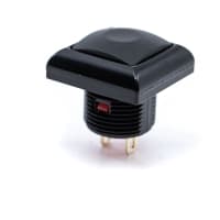 E-Switch Pushbutton Switch, SPST-NO, OFF-MOM, Square, Black, 0.125A, 125VAC, Solder