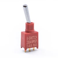 E-Switch Toggle Switch, Mini, 200A Series, SPDT, ON-NONE-ON, Sealed, 0.4A, 20VAC/DC, Gold, PC