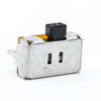 E-Switch Slide Switch, EG Series, DPDT, ON-ON, 2mm Actuator, 200mA DC, 30VDC, R/A, PC