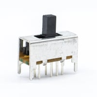 E-Switch Slide Switch, EG Series, DP3T, ON-ON-ON, 6mm Actuator, 200mA DC, 30VDC, PC