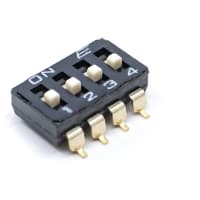 E-Switch DIP Switch, KAE Series, SPST, Raised Slide Actuator, 4 Position, 25mA, 24VDC, P