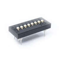 E-Switch DIP Switch, KAE Series, SPST, Raised Slide Actuator, 8 Pos, 25mA, 24VDC, PC