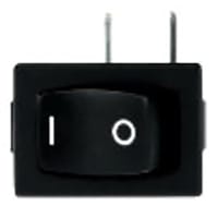 E-Switch Rocker Switch, R1966 Series, SPST, ON-OFF, Concave, Black, "I/O", 15A, 125VAC, R/A P