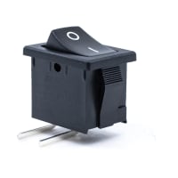 E-Switch Rocker Switch, R1966 Series, SPST, ON-OFF, Concave, Black, "I/O", 15A, 125VAC, R/A P