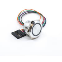 E-Switch Pushbutton, CS Series, SPST-NO, OFF-(ON), R/G/B LED Ring, 1A, 24VDC, 22mm, Wire Leads