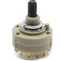 E-Switch Rotary Switch, KC Series, SP5T, 5 Position, Non-Shorting, Flatted, 350mA, 125VAC, PC