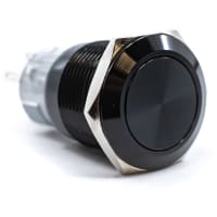 E-Switch Pushbutton, PV4, IP65, DPDT, ON-(ON), Non-Illum, 2A, 24VDC, Black Anodized, Solder